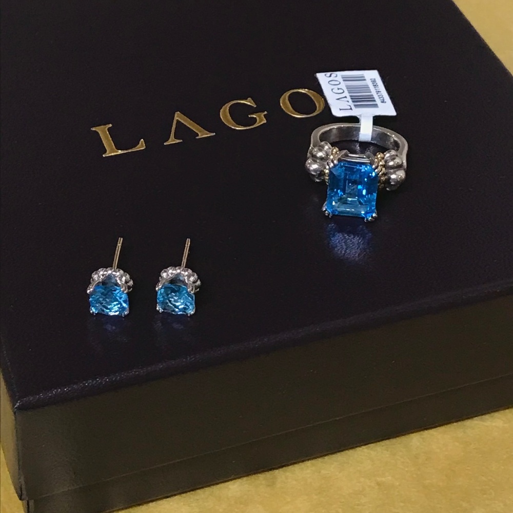 Lagos Blue Topaz Ring&Earrings - Picture 9 of 16